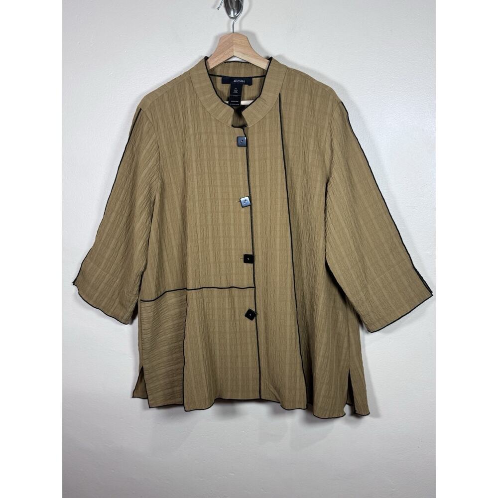 Ali Miles Womens Tunic Blouse Top XL Lagenlook Artsy Art To Wear Texture